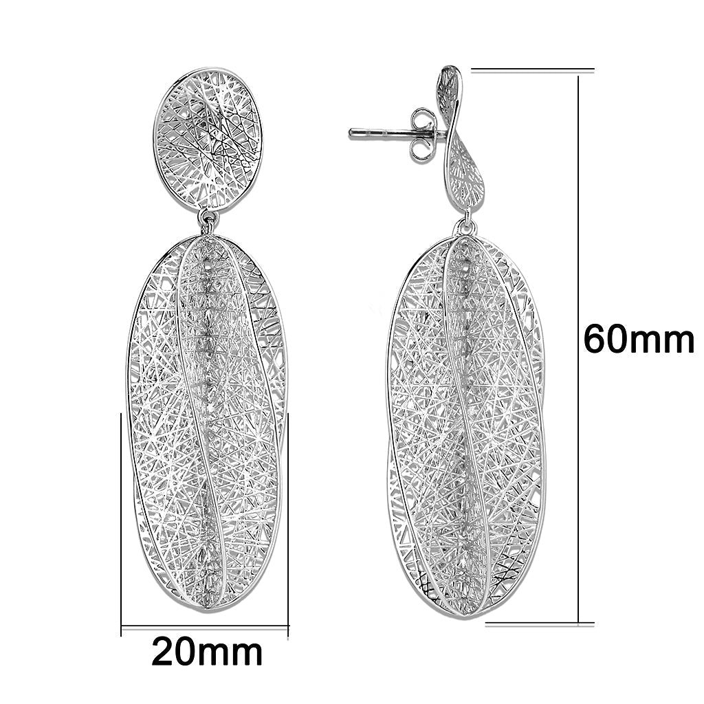 4W025 - Earring, Brass, Imitation Rhodium, , No Stone-1