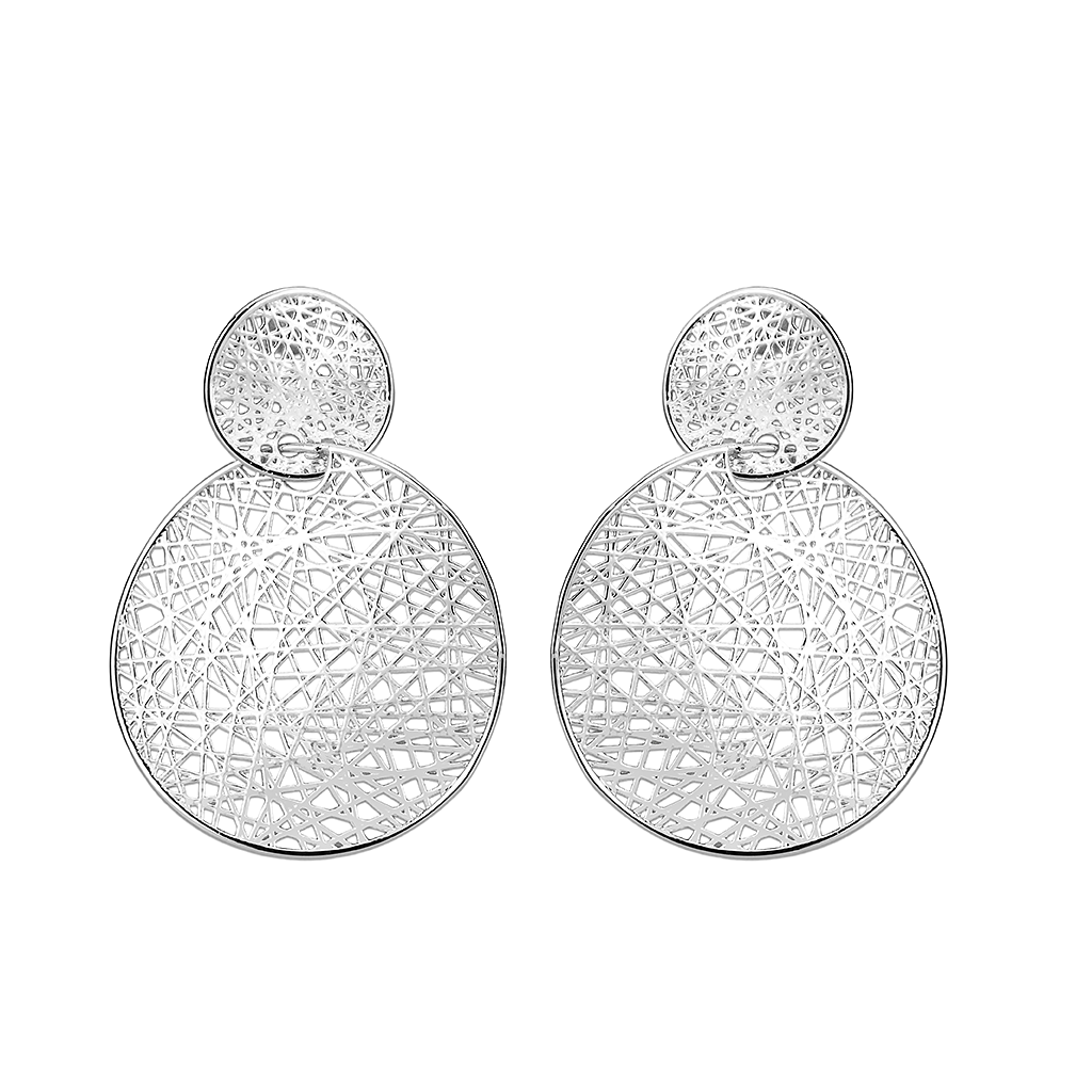 4W028 - Earring, Brass, Imitation Rhodium, , No Stone-0