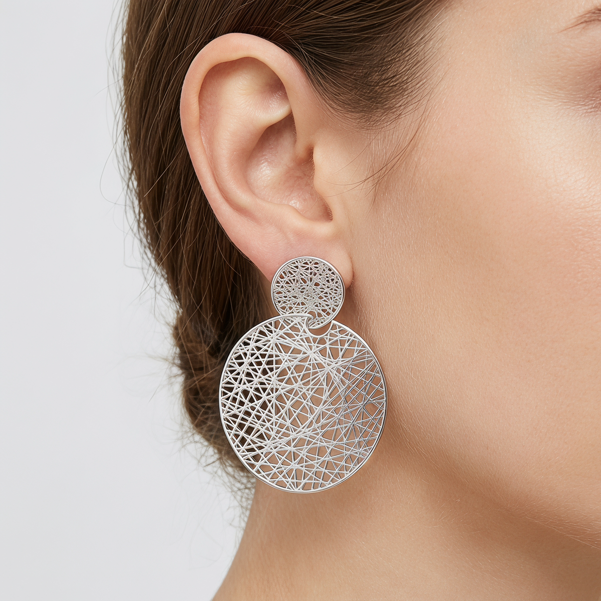 4W028 - Earring, Brass, Imitation Rhodium, , No Stone-2