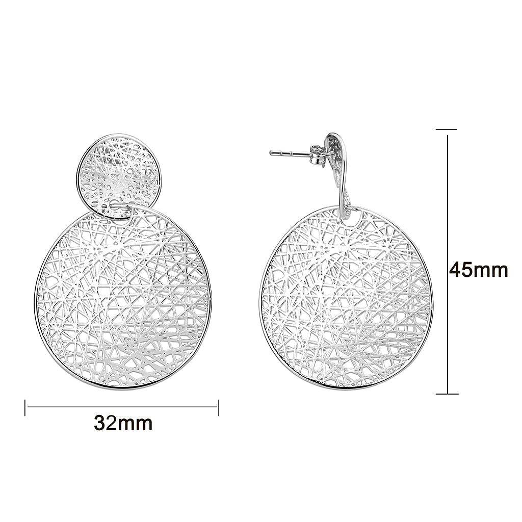 4W028 - Earring, Brass, Imitation Rhodium, , No Stone-1