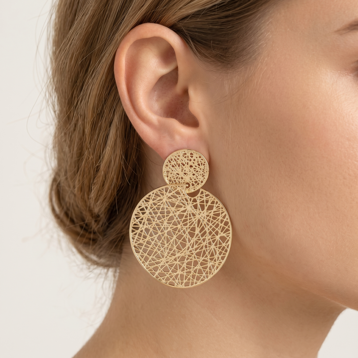 4W029 - Earring, Brass, Imitation Gold, , No Stone-2