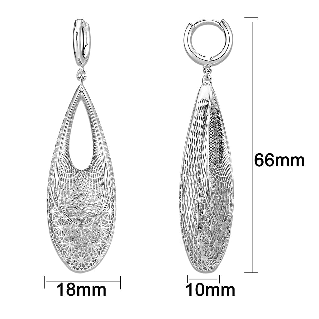4W031 - Earring, Brass, Imitation Rhodium , No Stone-1