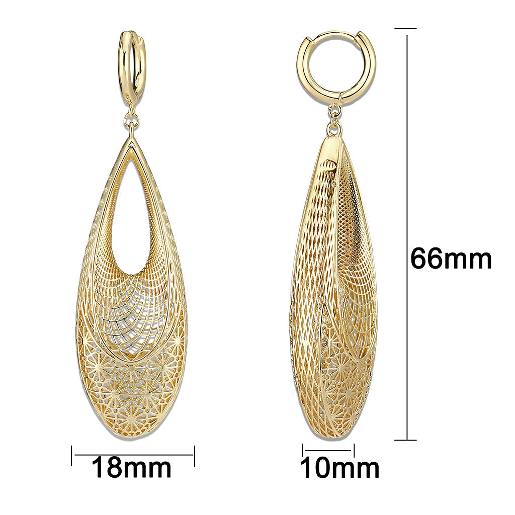 4W032 - Earring, Brass, Imitation Gold, No Stone-1