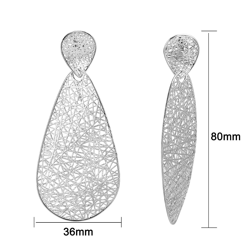 4W043 - Earring, Brass, Imitation Rhodium , No Stone-1
