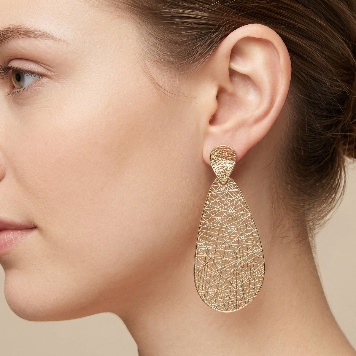4W044 - Earring, Brass, Imitation Gold , No Stone-2