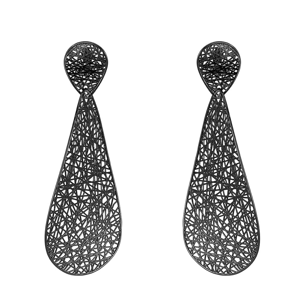 4W045 - Earring, Brass, TIN Cobalt Black  , No Stone-0