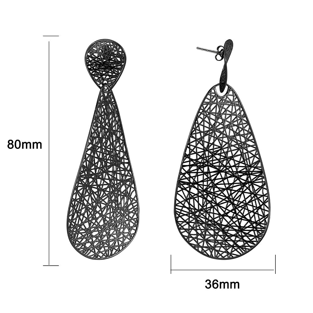 4W045 - Earring, Brass, TIN Cobalt Black  , No Stone-1