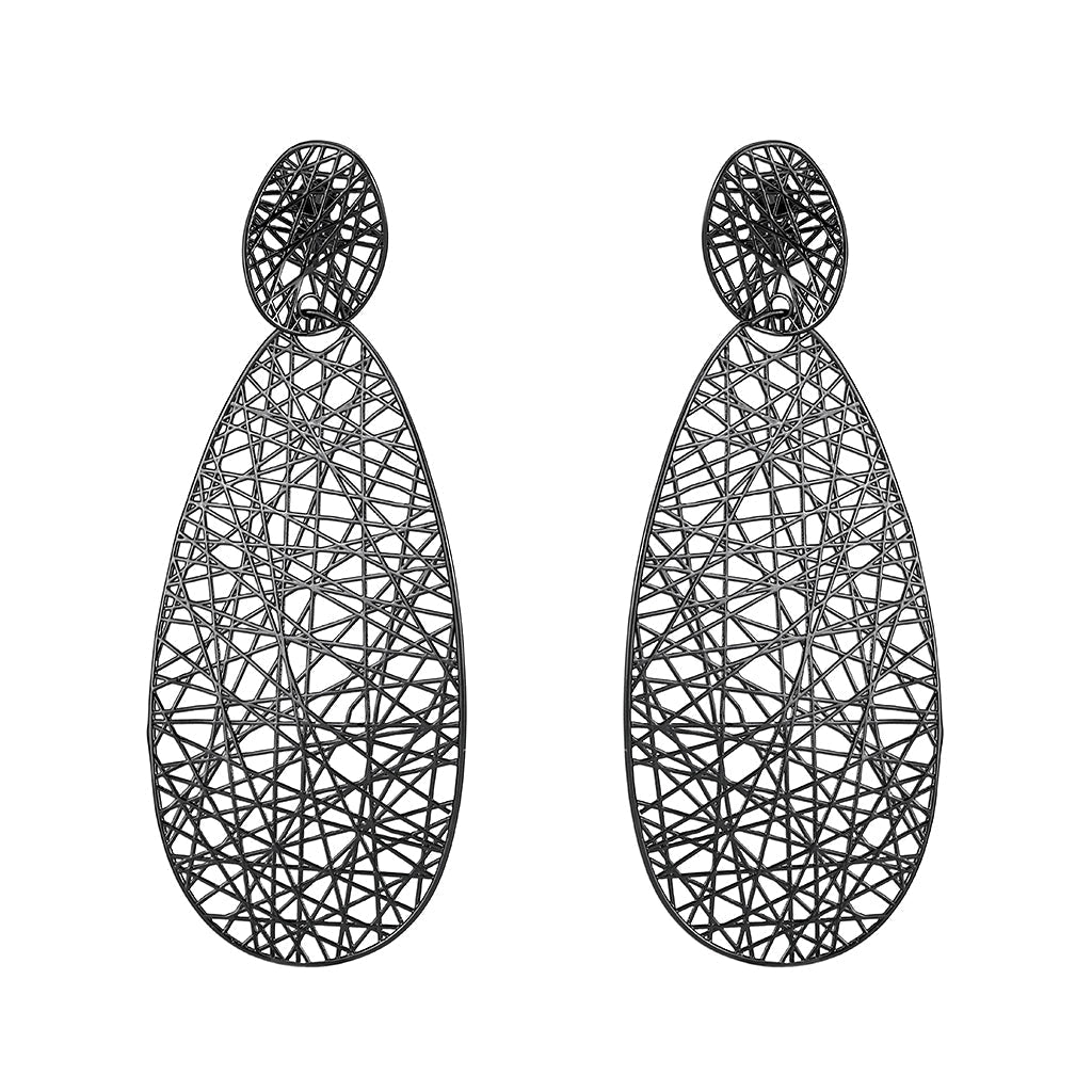 4W063 - Earring, Brass, TIN Cobalt Black Plated  , No Stone-0