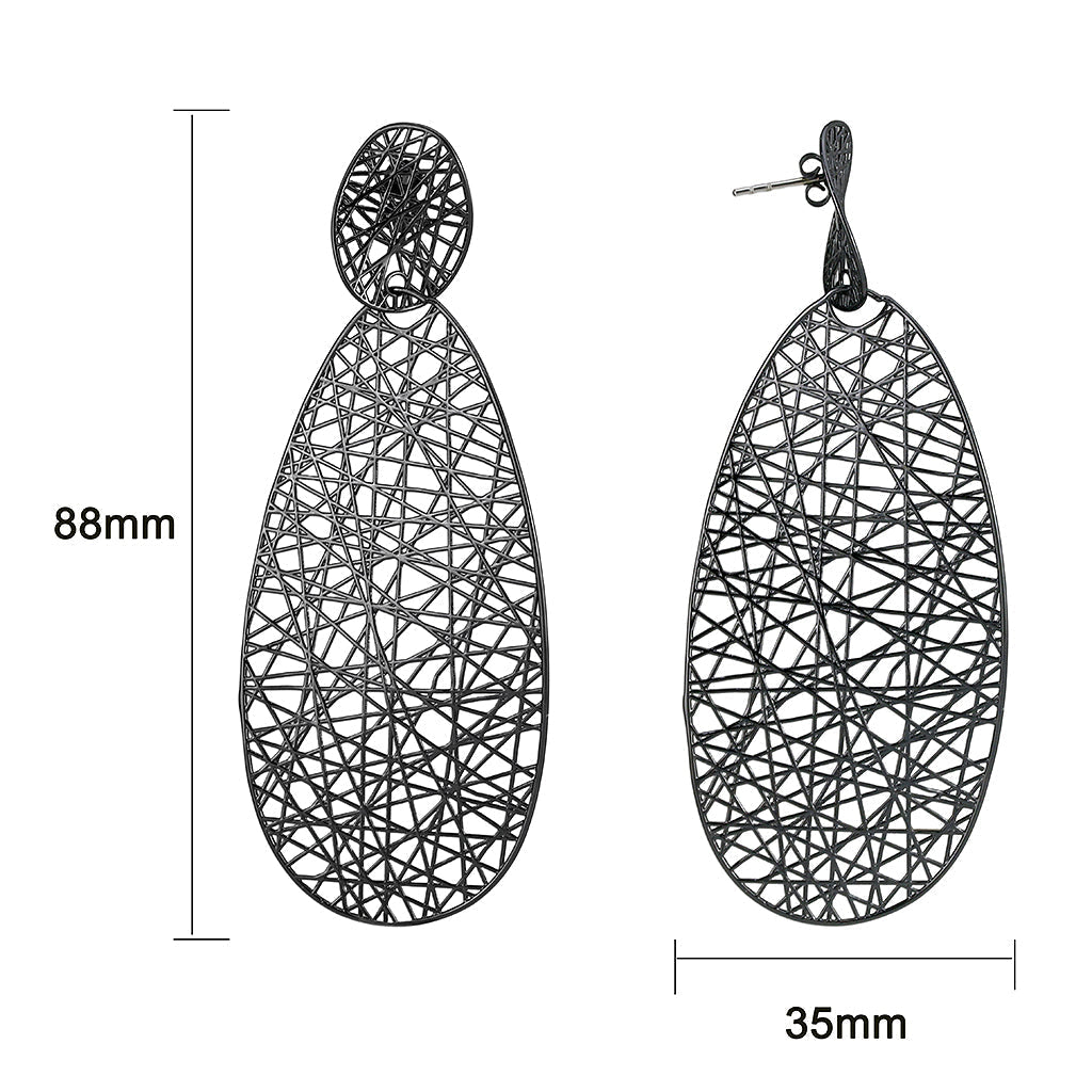 4W063 - Earring, Brass, TIN Cobalt Black Plated  , No Stone-1