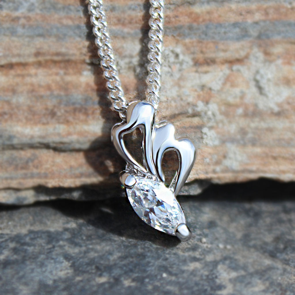 LOA1379 - Rhodium Plating Brass Pendant Chain with AAA CZ in Clear-1