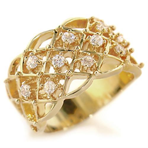 54809 - Gold Brass Ring with AAA Grade CZ  in Clear-0