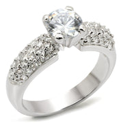 54908 - Rhodium Brass Ring with AAA Grade CZ  in Clear-0