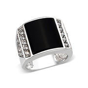 LO5M039-Rhodium Plated  Brass Ring with  Onyx-0