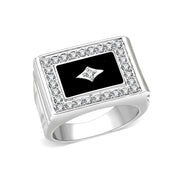 LO5M069 - Rhodium Plated Brass Ring with  Epoxy-0