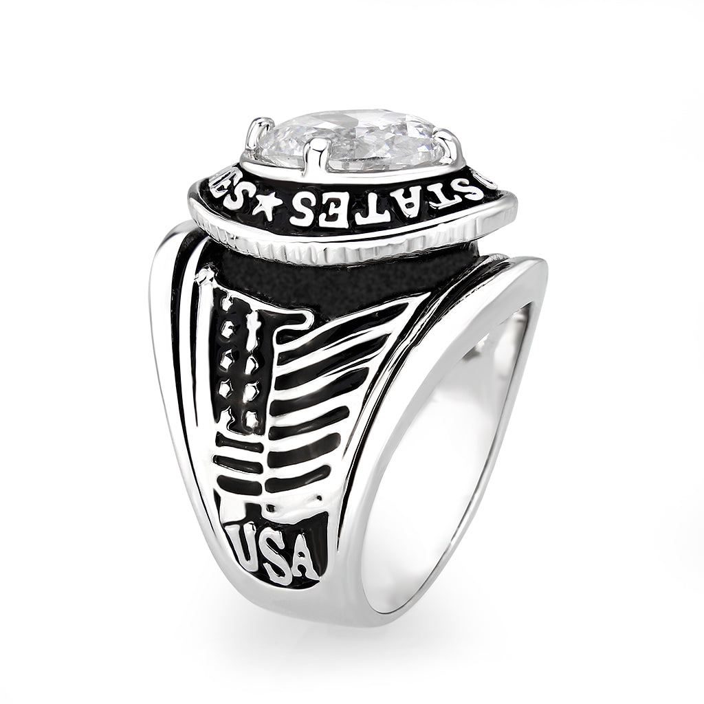 LO5M071 - Rhodium Plated Brass Ring with  CZ Clear-4