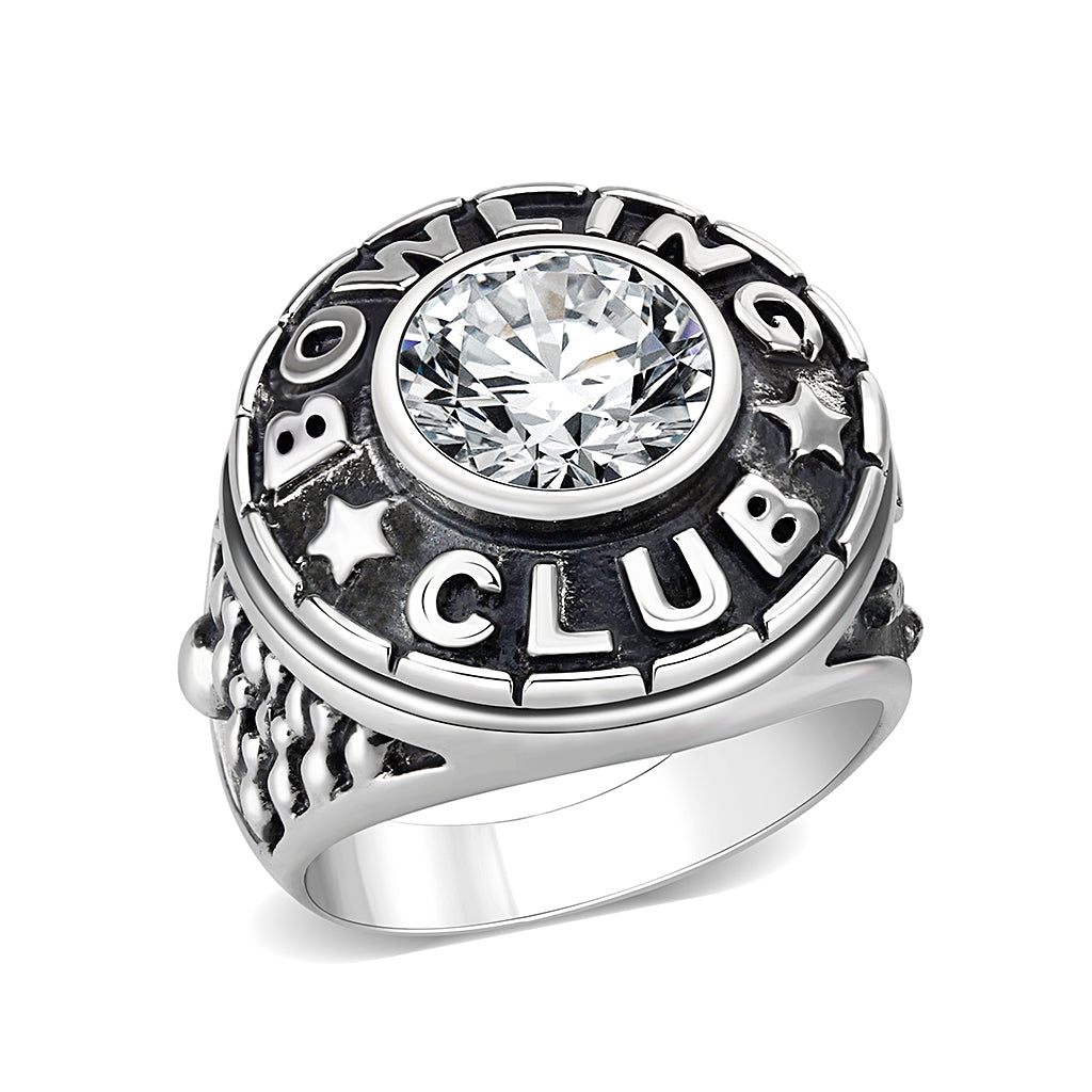 LO5S093 -  Sterling Sliver Ring with CZ  in Clear No Plated-0