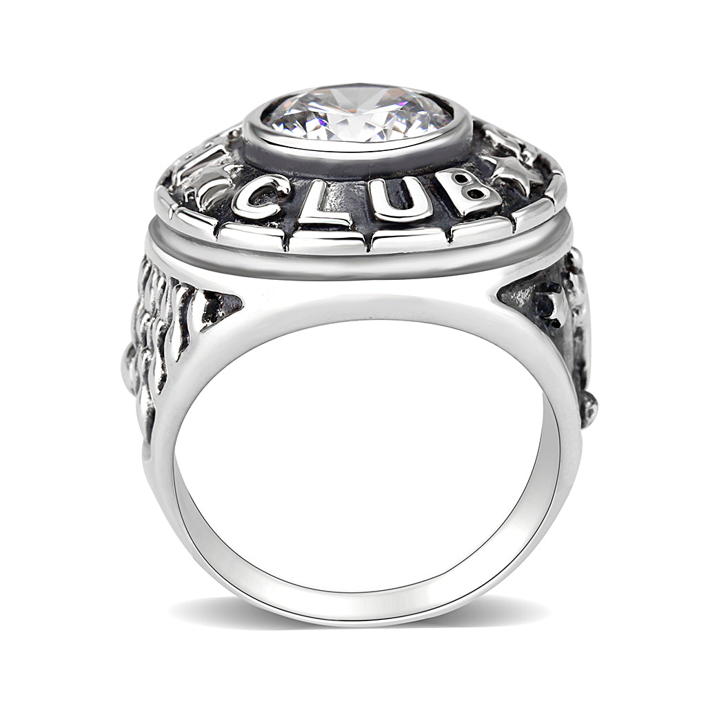 LO5S093 -  Sterling Sliver Ring with CZ  in Clear No Plated-2