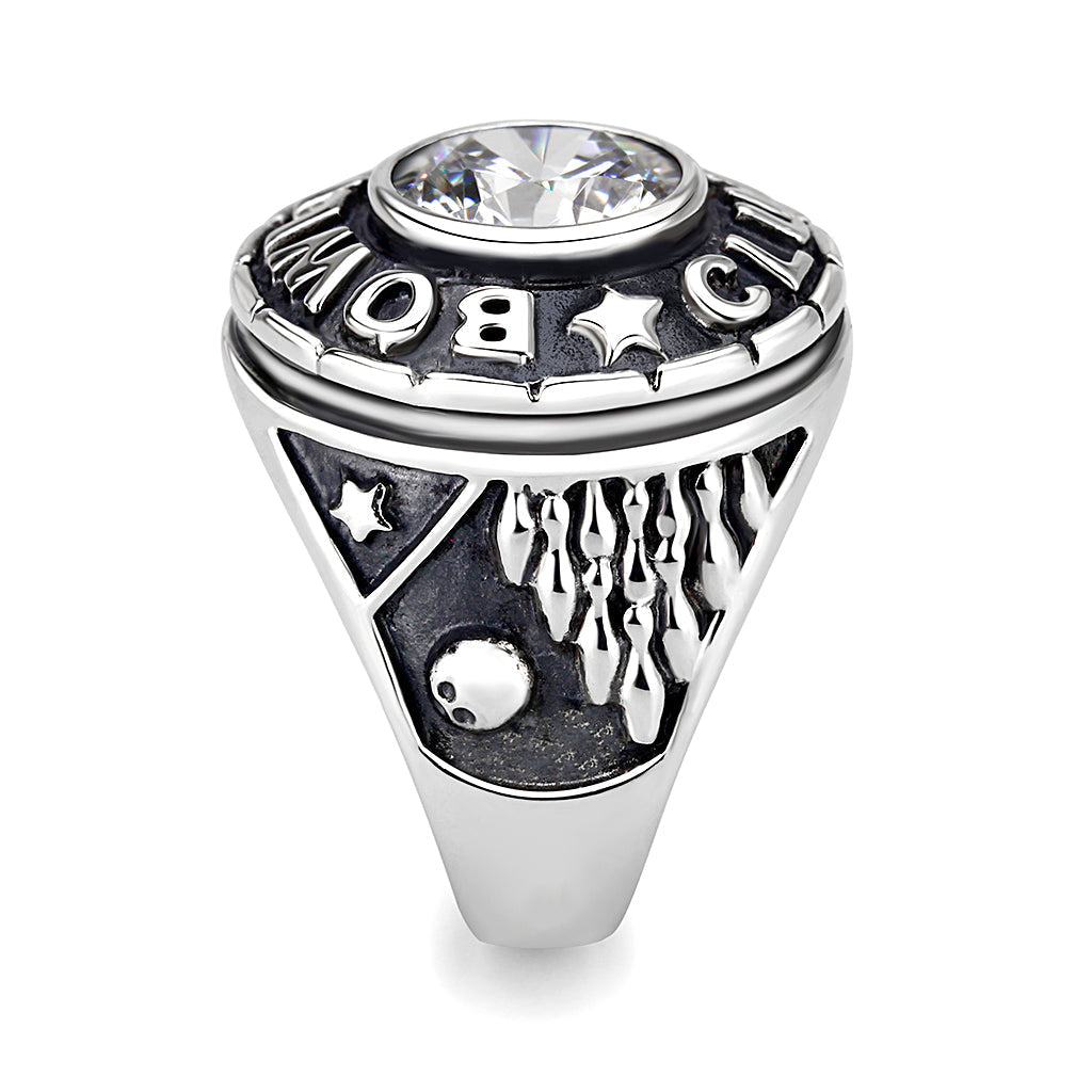 LO5S093 -  Sterling Sliver Ring with CZ  in Clear No Plated-3