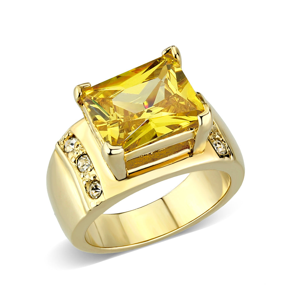 LO5W101- IP Gold Plated Ring with CZ In Topaz-0