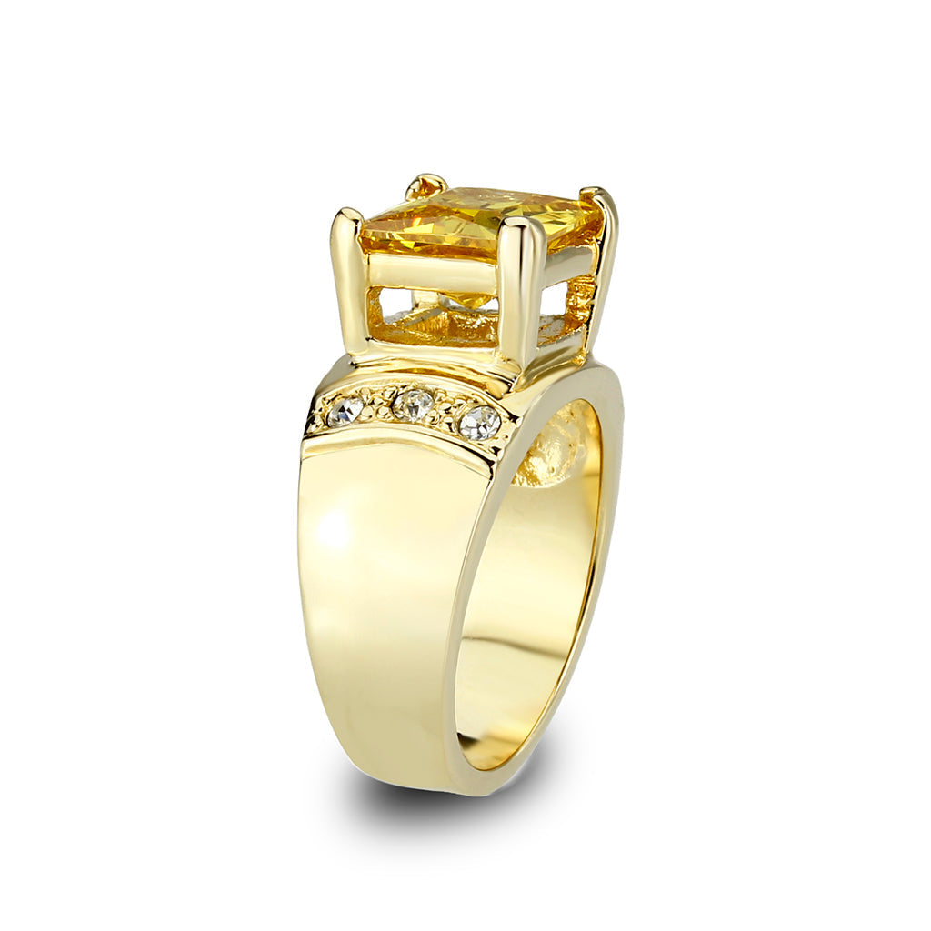 LO5W101- IP Gold Plated Ring with CZ In Topaz-3