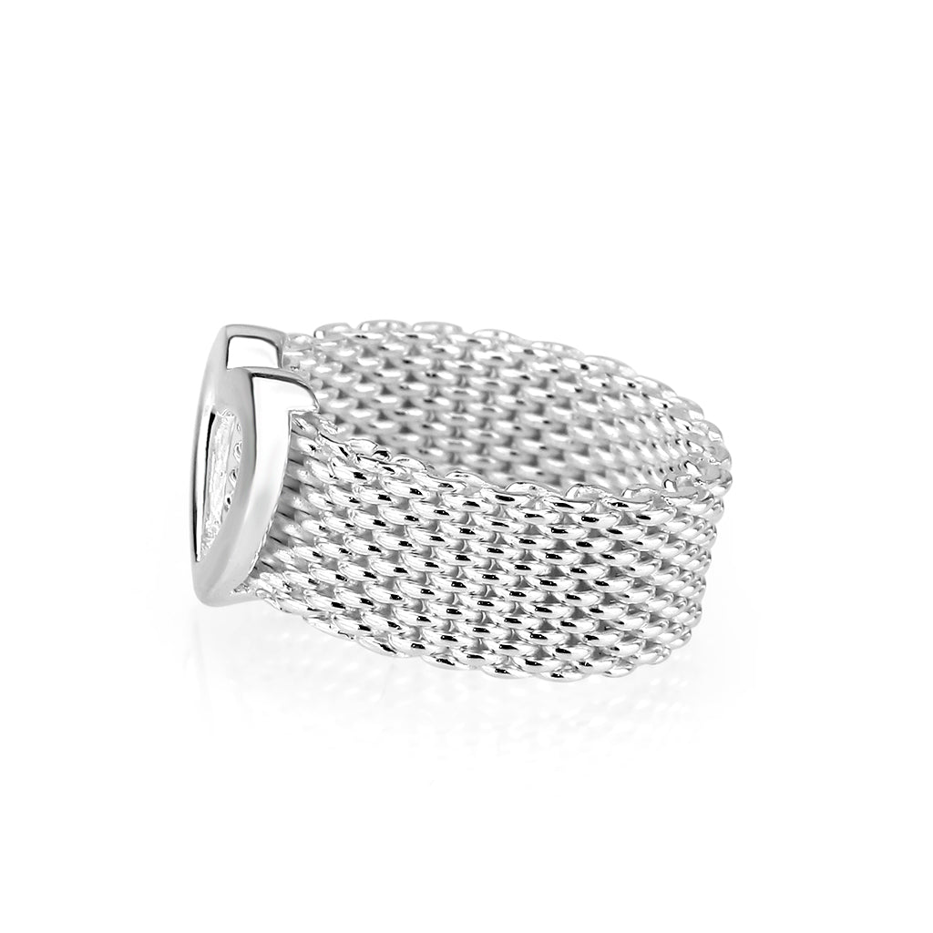 LO5W008- Rhodium Plated Ring with No Stone-3