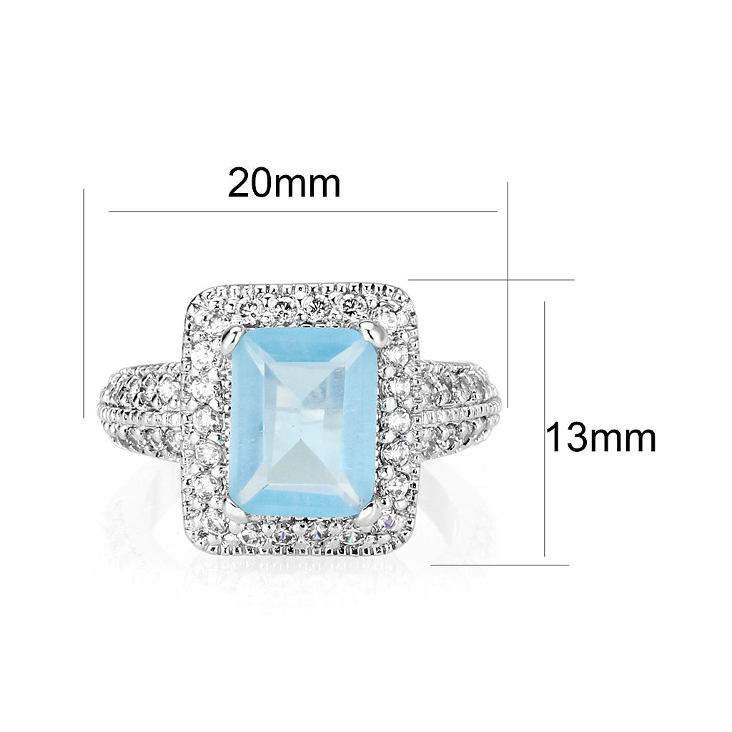 LO5W042- Rhodium Plated Brass Ring with CZ In AQ-1