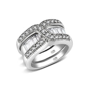LO5S056- Sterling Silver Ring with CZ In Clear High Polished( NO Plating)-0