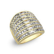 LO5W094- Gold Plated Brass Ring with CZ In Clear-0