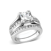 LO5W096- Rhodium Plated Brass Ring with CZ In Clear-0
