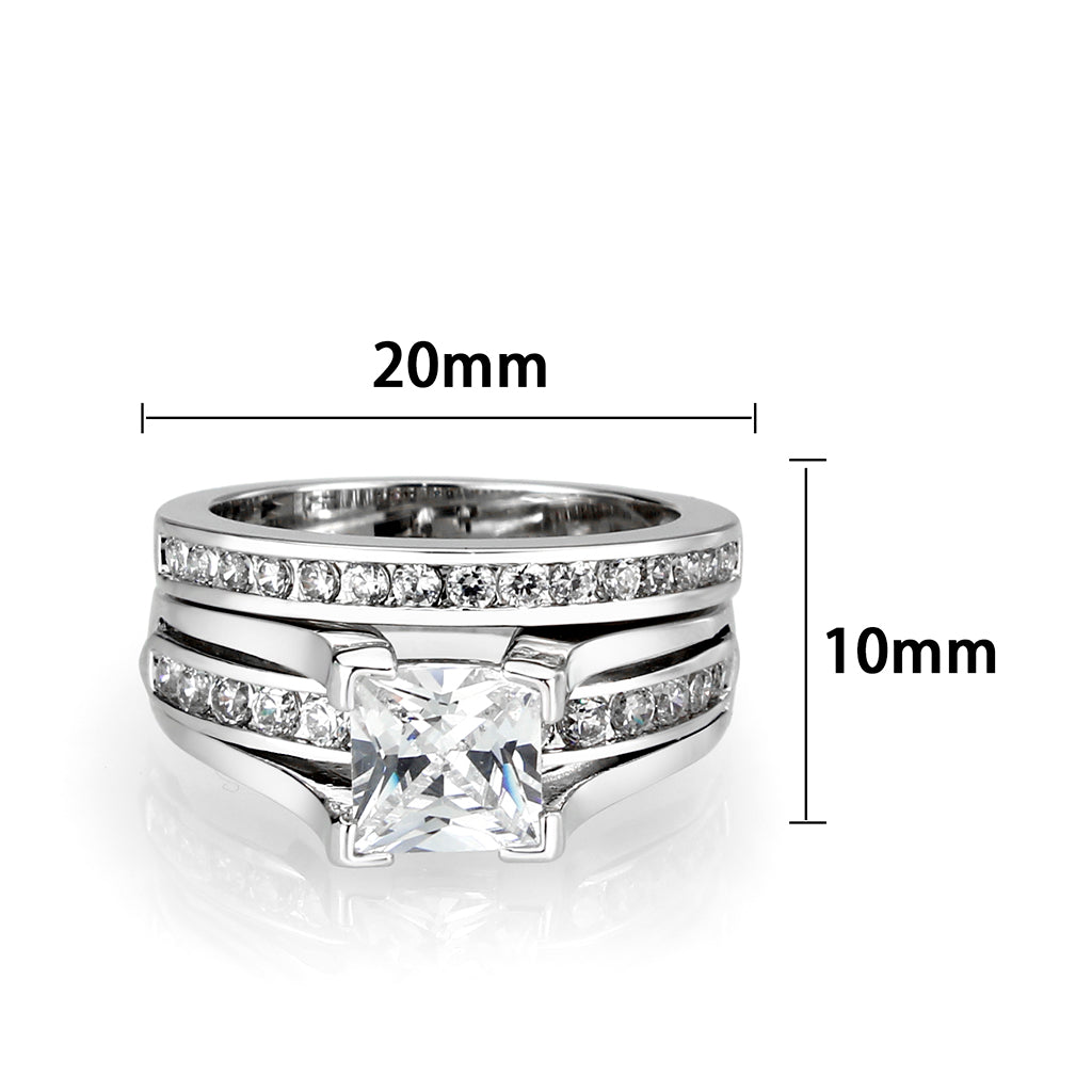 LO5W096- Rhodium Plated Brass Ring with CZ In Clear-1