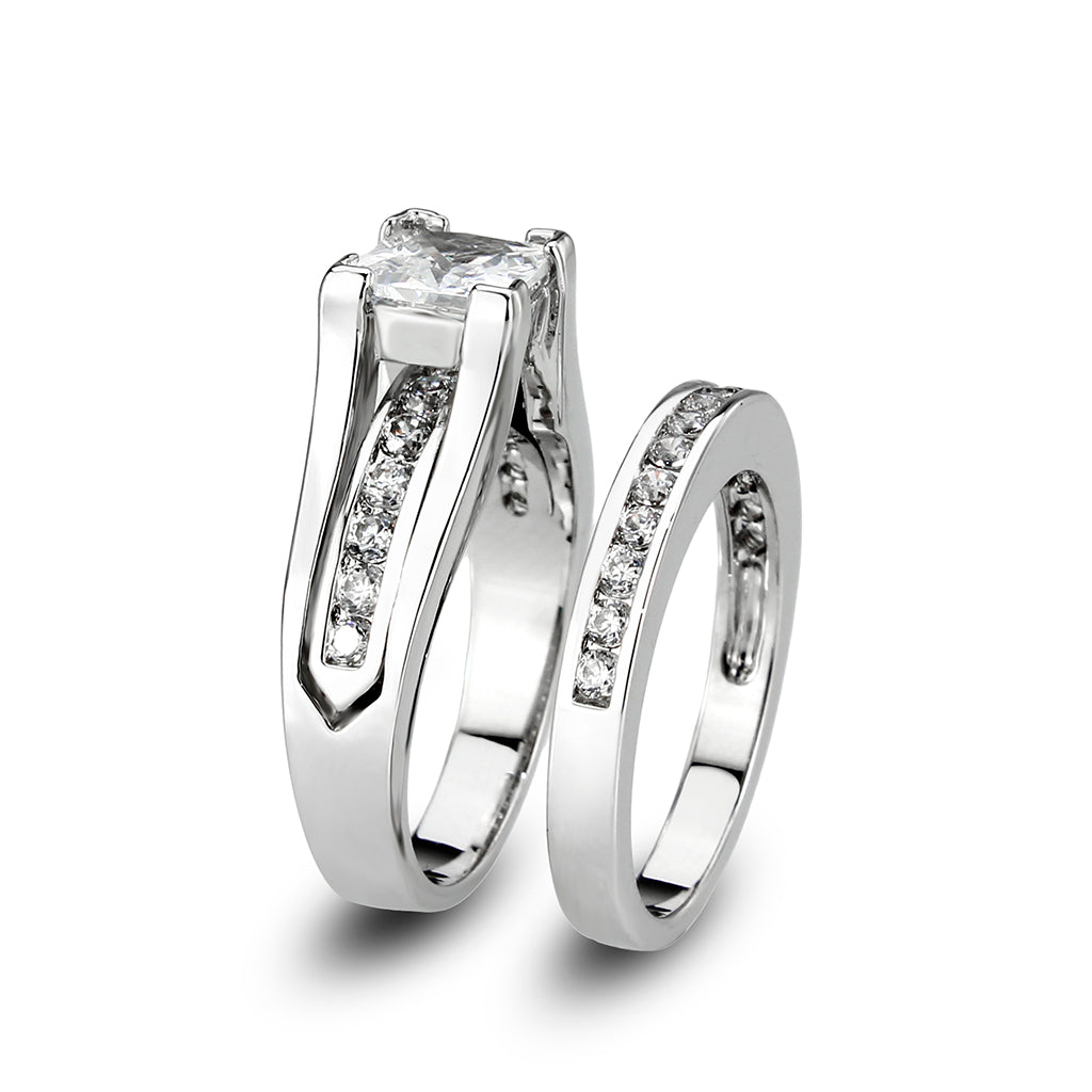 LO5W096- Rhodium Plated Brass Ring with CZ In Clear-3