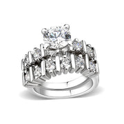 LO5W098- Rhodium Plated Brass Ring with CZ In Clear-0