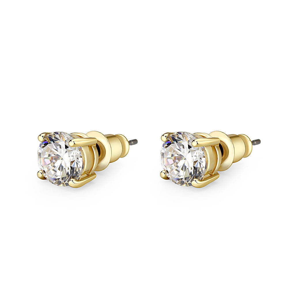 LO5W110 - Rhodium Brass Earrings with AAA Grade CZ  in Clear-1