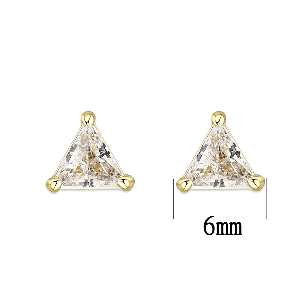LO5W111 - Gold Plated Brass Earrings with AAA Grade CZ  in Clear-2