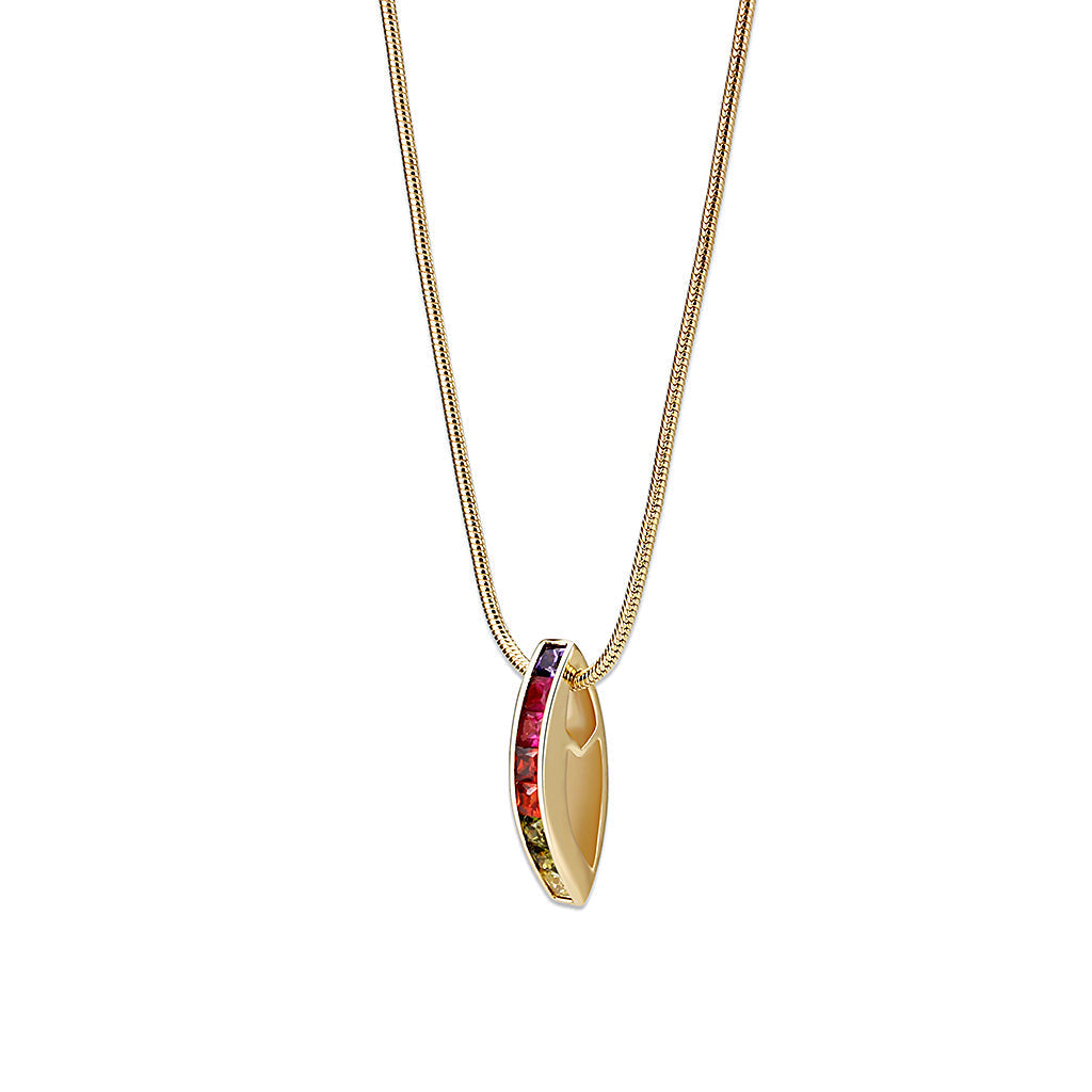 LO5W114- Brass  Pendant With 16" Chain with Crystal Glass IN Multi Color ION Plated-1