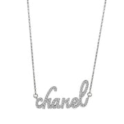 LO5W117- Brass  Pendant With 16" Chain with Clear Crystal Glass  In Rhodium Plated-0