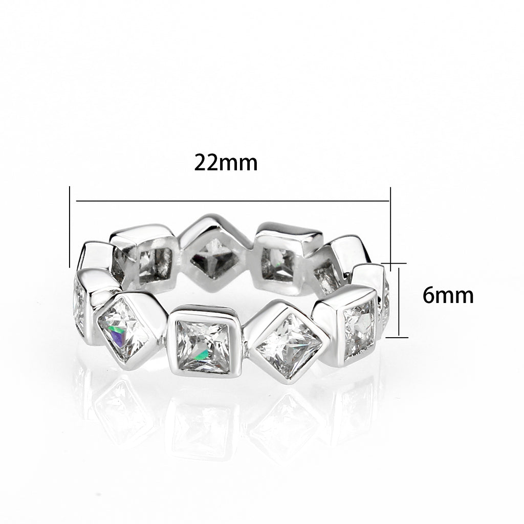 LO5W241-  Brass Ring With CZ  in Clear Rhodium Plated-1