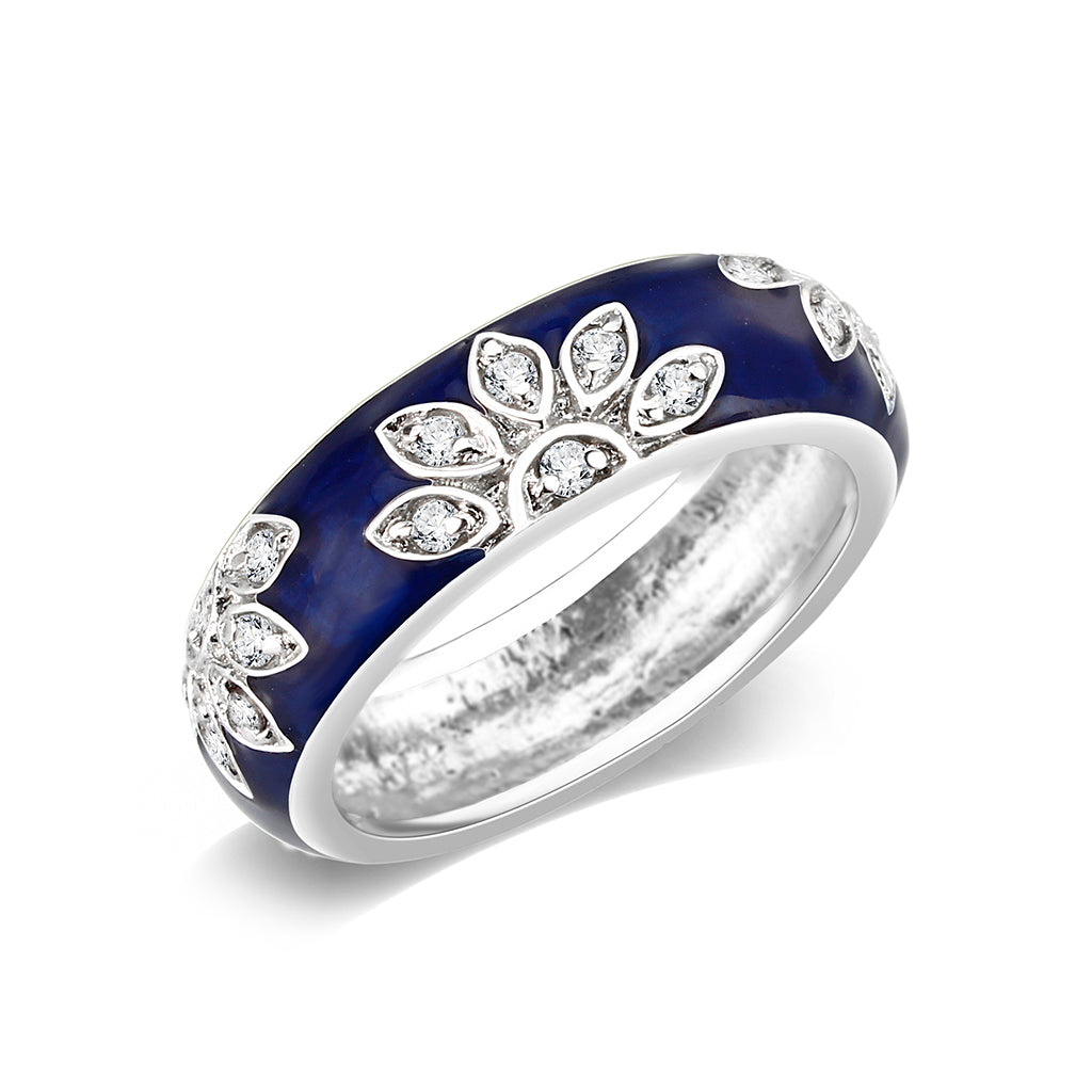 LO5W046- Rhodium Plated Brass Ring with Synthetic  In Clear-0