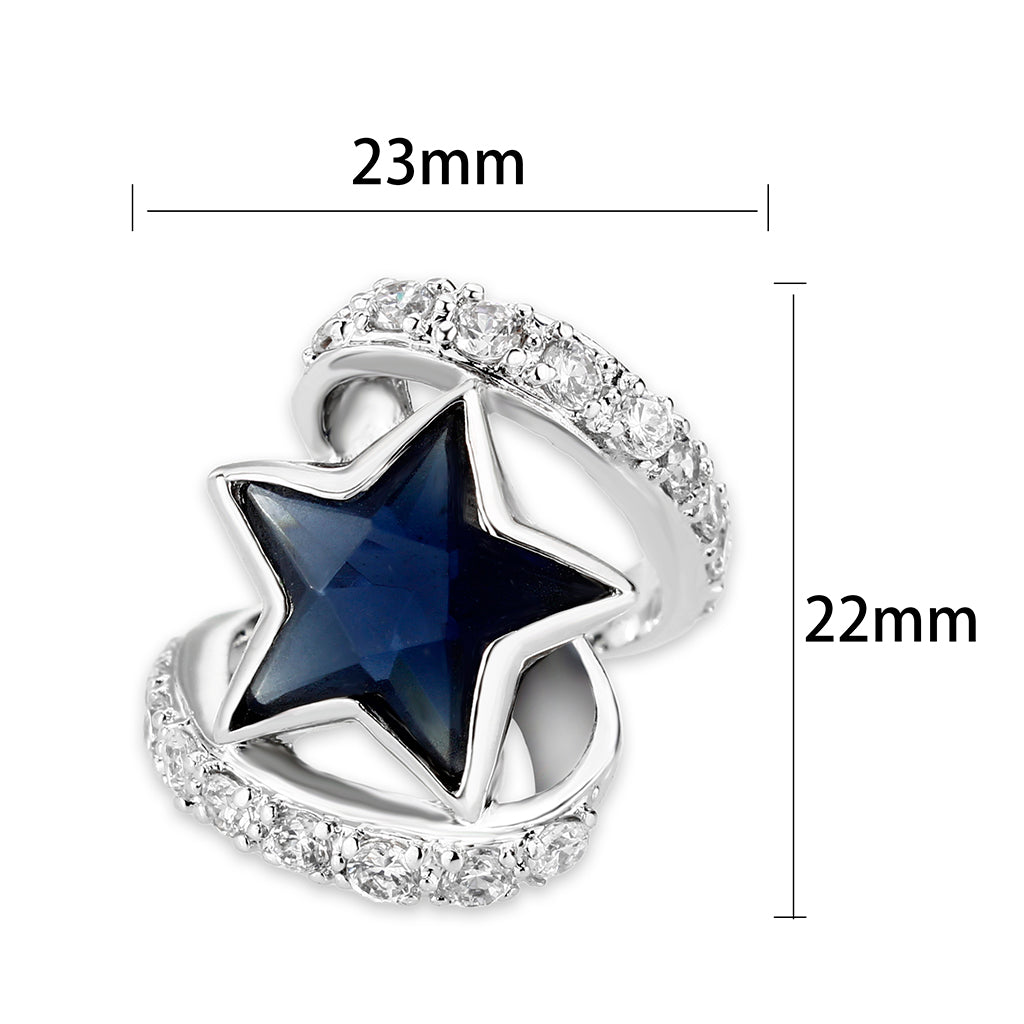 LO5W239-  Brass Ring With Synthetic Glass  in Montana Rhodium Plated-1