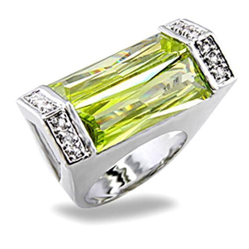5X006 - Rhodium Brass Ring with Synthetic Spinel in Peridot-0