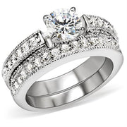 5X016 - Rhodium Brass Ring with AAA Grade CZ  in Clear-0