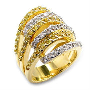 60110 - Gold+Rhodium Brass Ring with AAA Grade CZ  in Topaz-0