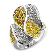 60118 - Gold+Rhodium Brass Ring with AAA Grade CZ  in Topaz-0