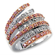 60207 - Rose Gold + Rhodium Brass Ring with AAA Grade CZ  in Rose-0