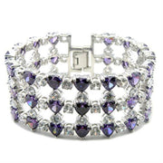 62204 - Rhodium Brass Bracelet with AAA Grade CZ  in Amethyst-0