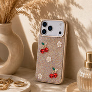Hilo Crystal Cherry iPhone 18 Pro Max Case – Gold-Tone Frame-0
