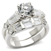6X014 - Rhodium Brass Ring with AAA Grade CZ  in Clear-0