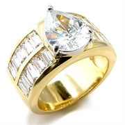 6X015 - Gold+Rhodium Brass Ring with AAA Grade CZ  in Clear-0