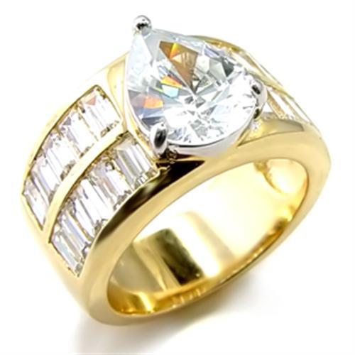 6X015 - Gold+Rhodium Brass Ring with AAA Grade CZ  in Clear-0