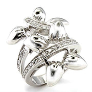 6X042 - Rhodium Brass Ring with AAA Grade CZ  in Clear-0